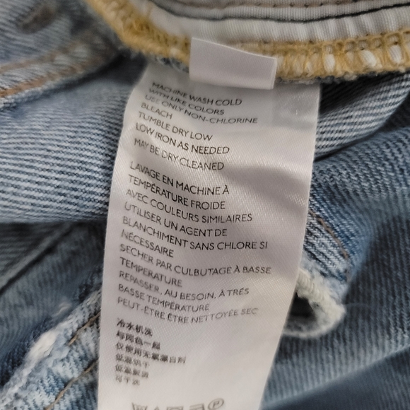 Free People Maggie Mid Rise Straight Leg Button Fly Distressed Jeans Size 27 - Picture 4 of 7